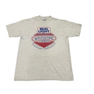 Vintage Bud Light Wintertime Open Shirt Mens XL Made USA 90s Pasadena Disc Golf